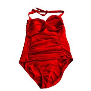 Jantzen Red Halter One Piece Swimsuit Size 14